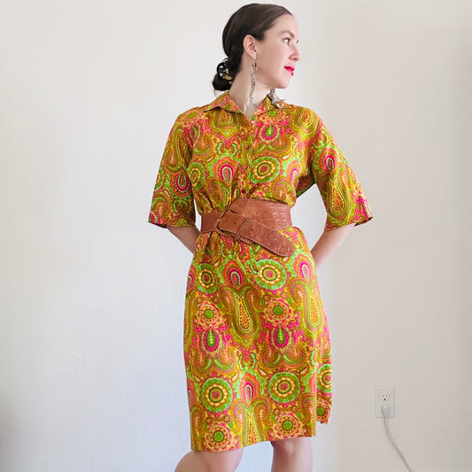 60'S VINTAGE PSYCHEDELIC DRESS // SIZE LARGE