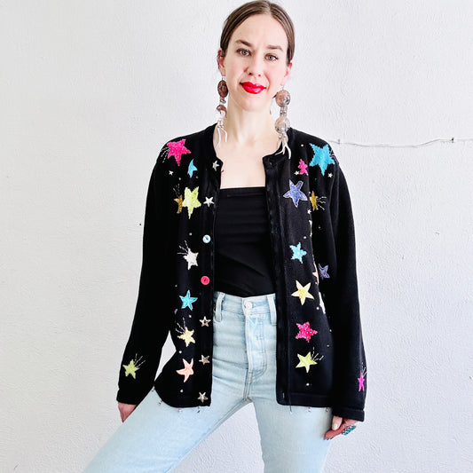 80'S VINTAGE STAR SWEATER // SIZE XLARGE