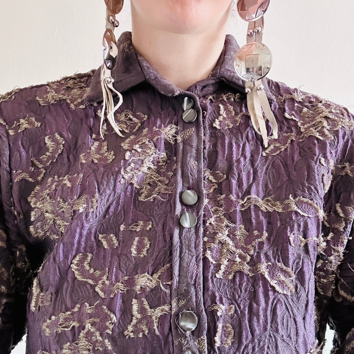 SDCV ORIGINAL BROCADE LONG SLEEVE BLOUSE // SIZE SMALL