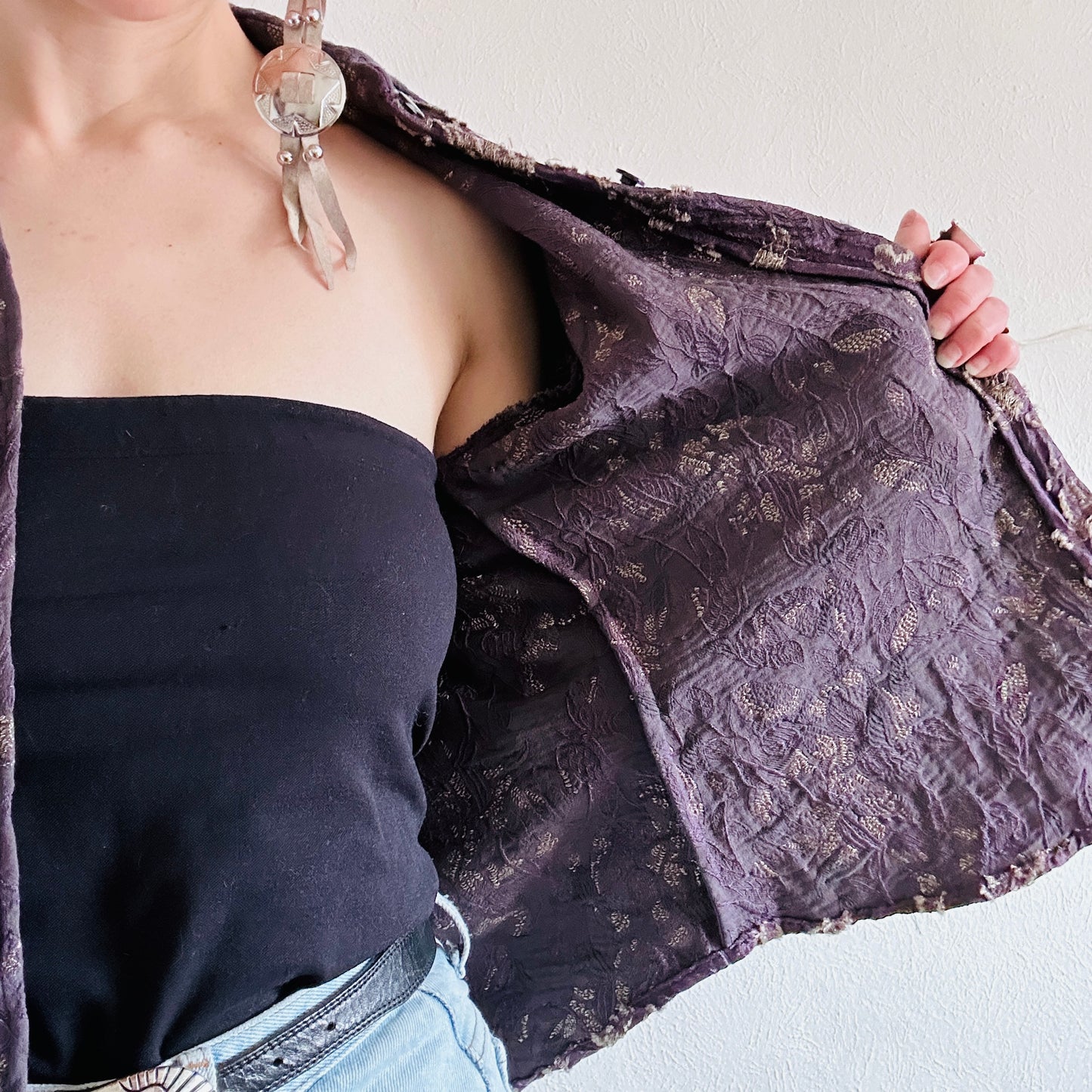 SDCV ORIGINAL BROCADE LONG SLEEVE BLOUSE // SIZE SMALL