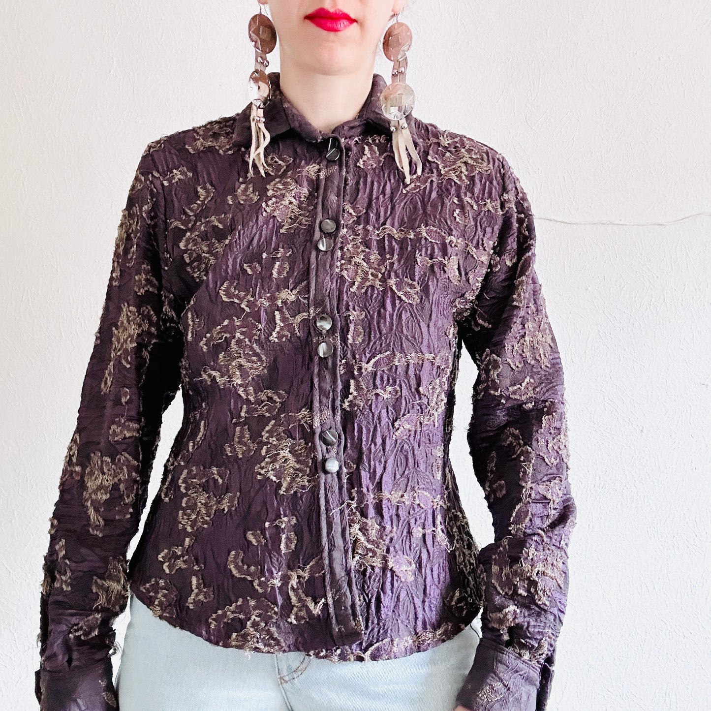 SDCV ORIGINAL BROCADE LONG SLEEVE BLOUSE // SIZE SMALL