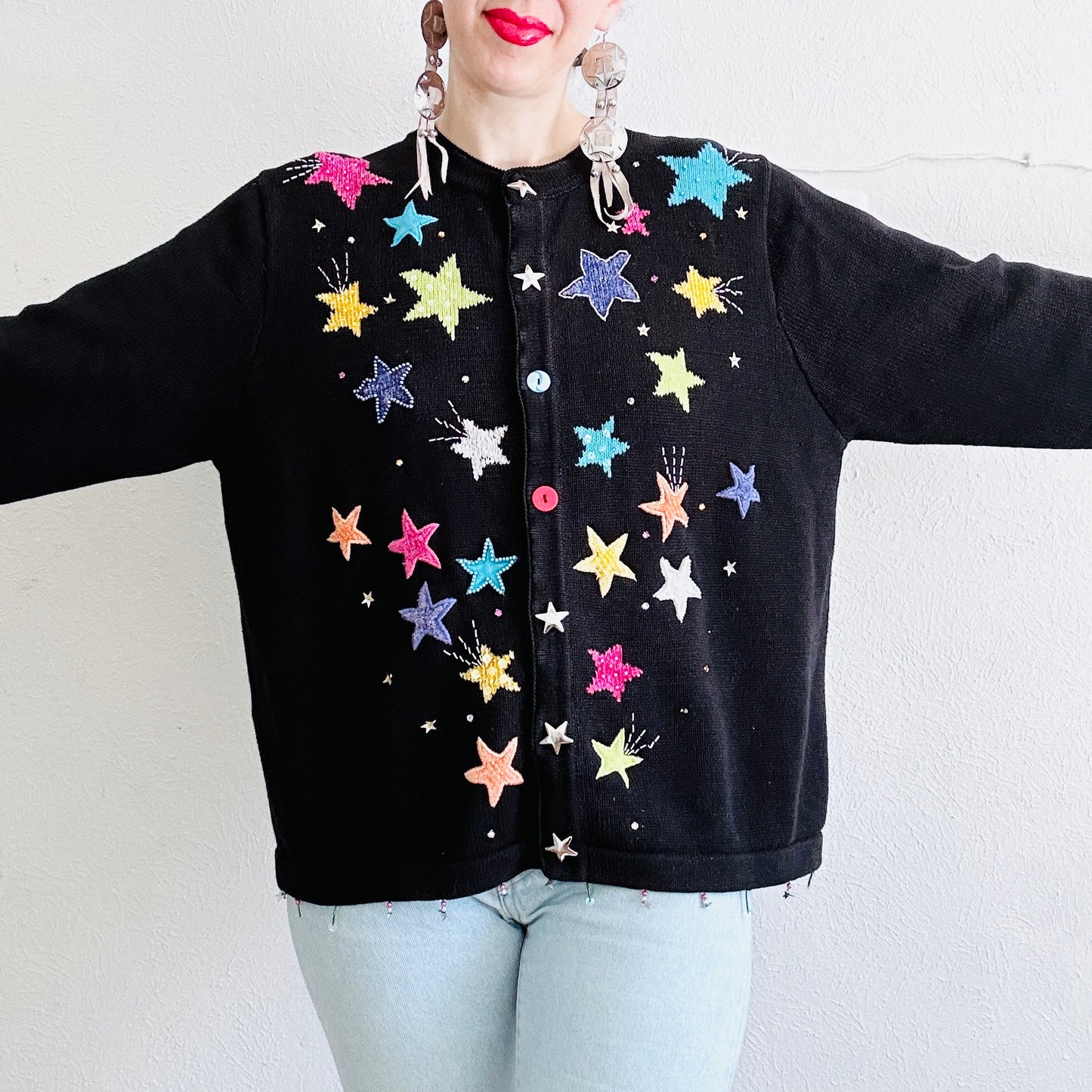 80'S VINTAGE STAR SWEATER // SIZE XLARGE
