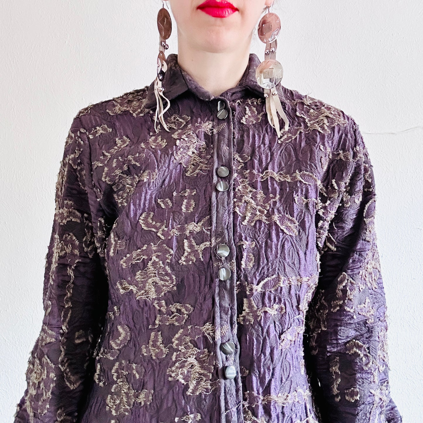 SDCV ORIGINAL BROCADE LONG SLEEVE BLOUSE // SIZE SMALL