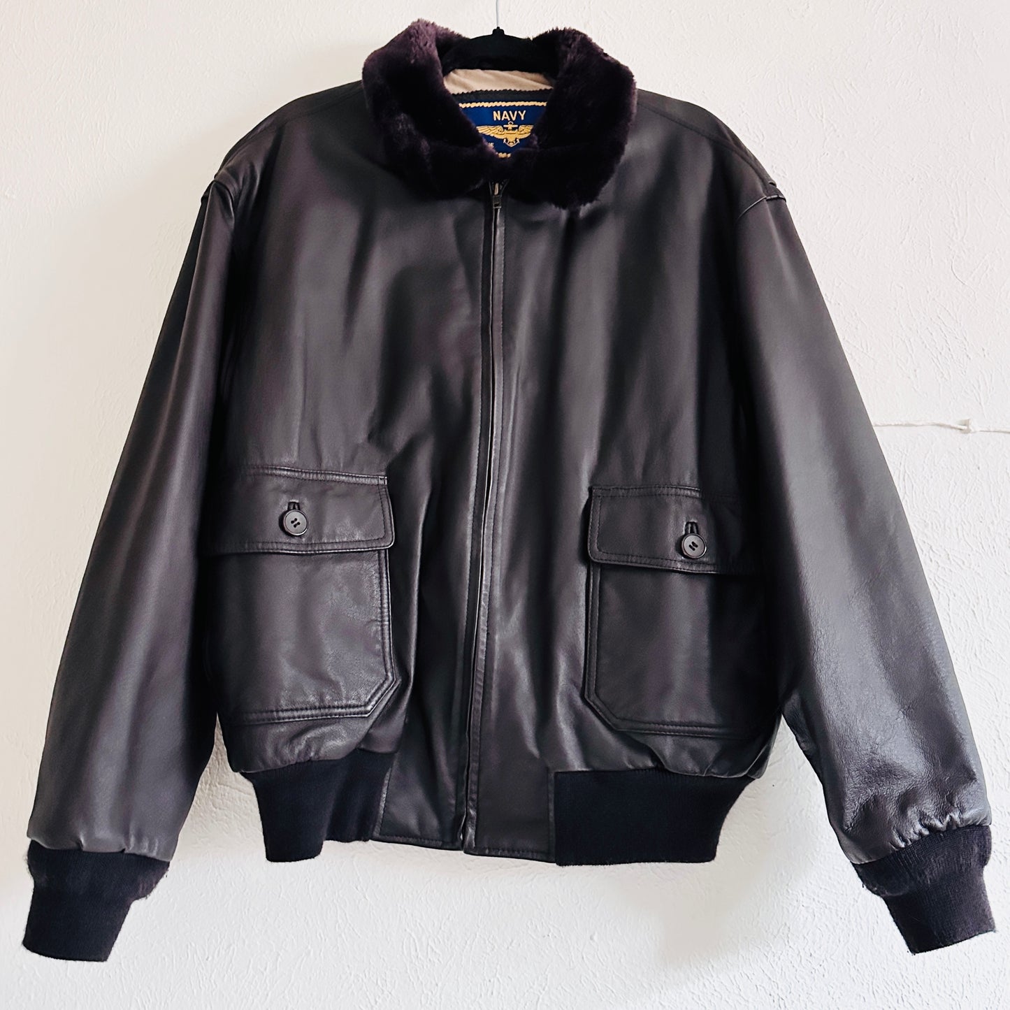90'S VINTAGE LEATHER FLIGHT JACKET // SIZE MEDIUM