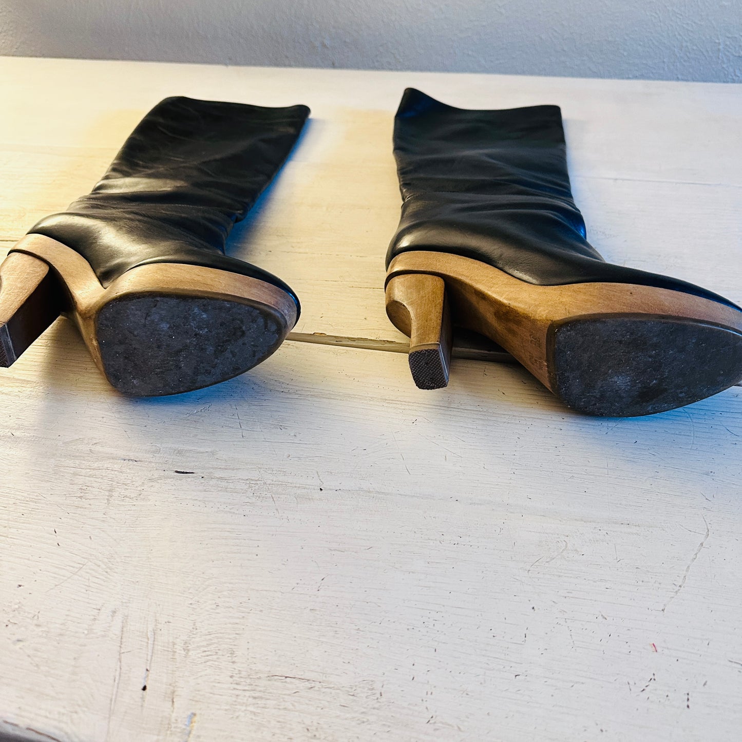 MARNI LEATHER WOODEN BOOTS // SIZE 7.5
