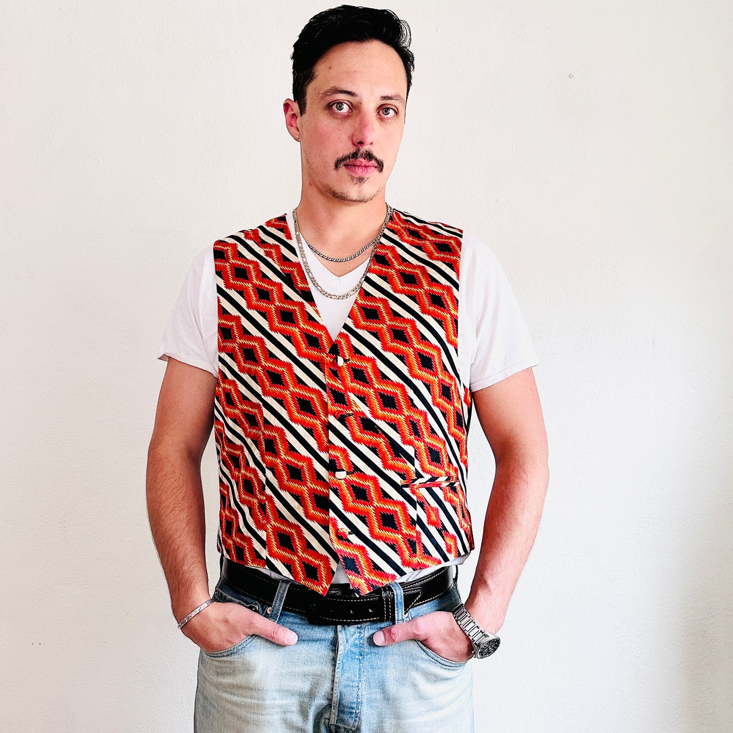 90'S VINTAGE SILK WESTERN VEST // SIZE LARGE