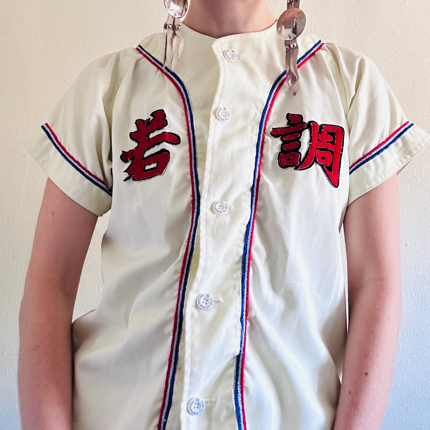 70S VINTAGE JAPANESE BASEBALL JERSEY TOP // SIZE MEDIUM