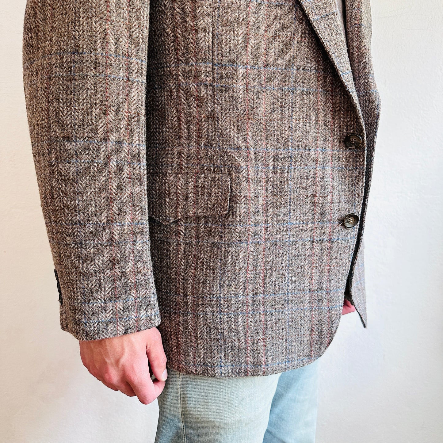 80’S VINTAGE GRAY TEXTURED WOOL WESTERN BLAZER // SIZE 46R