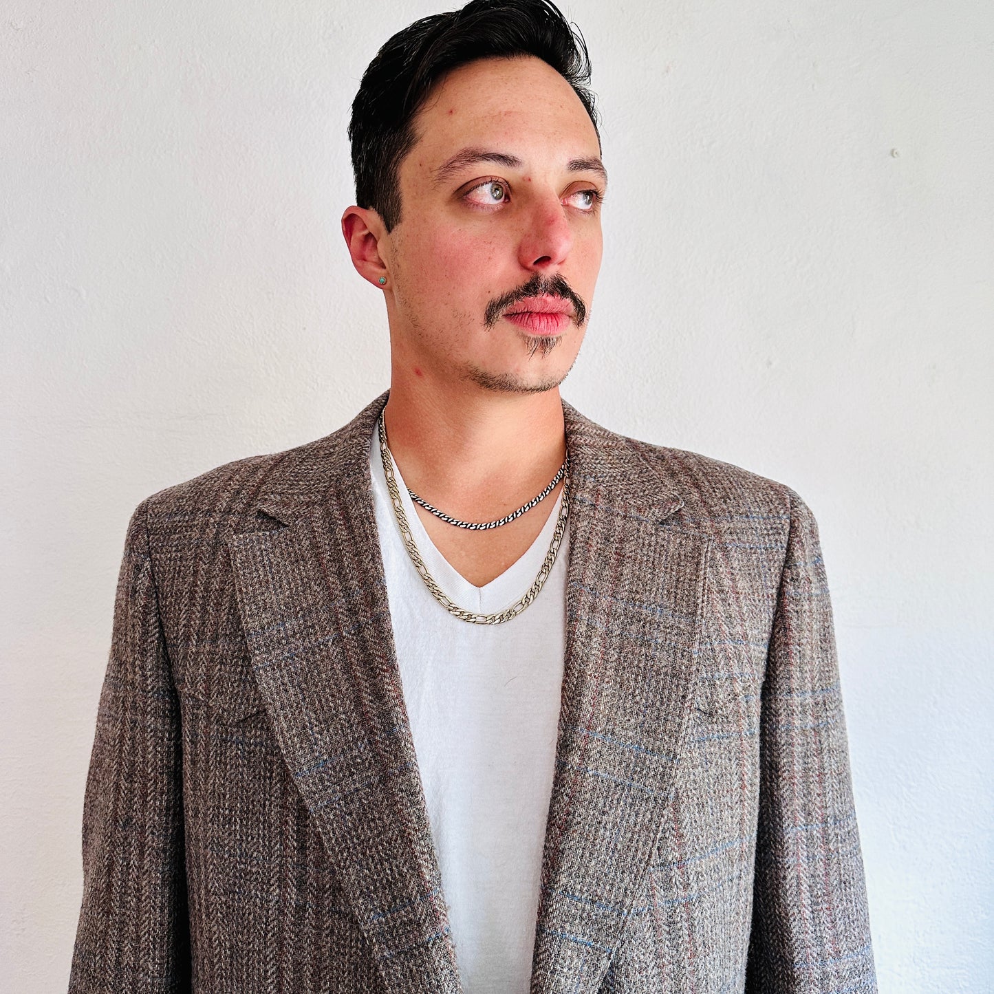 80’S VINTAGE GRAY TEXTURED WOOL WESTERN BLAZER // SIZE 46R