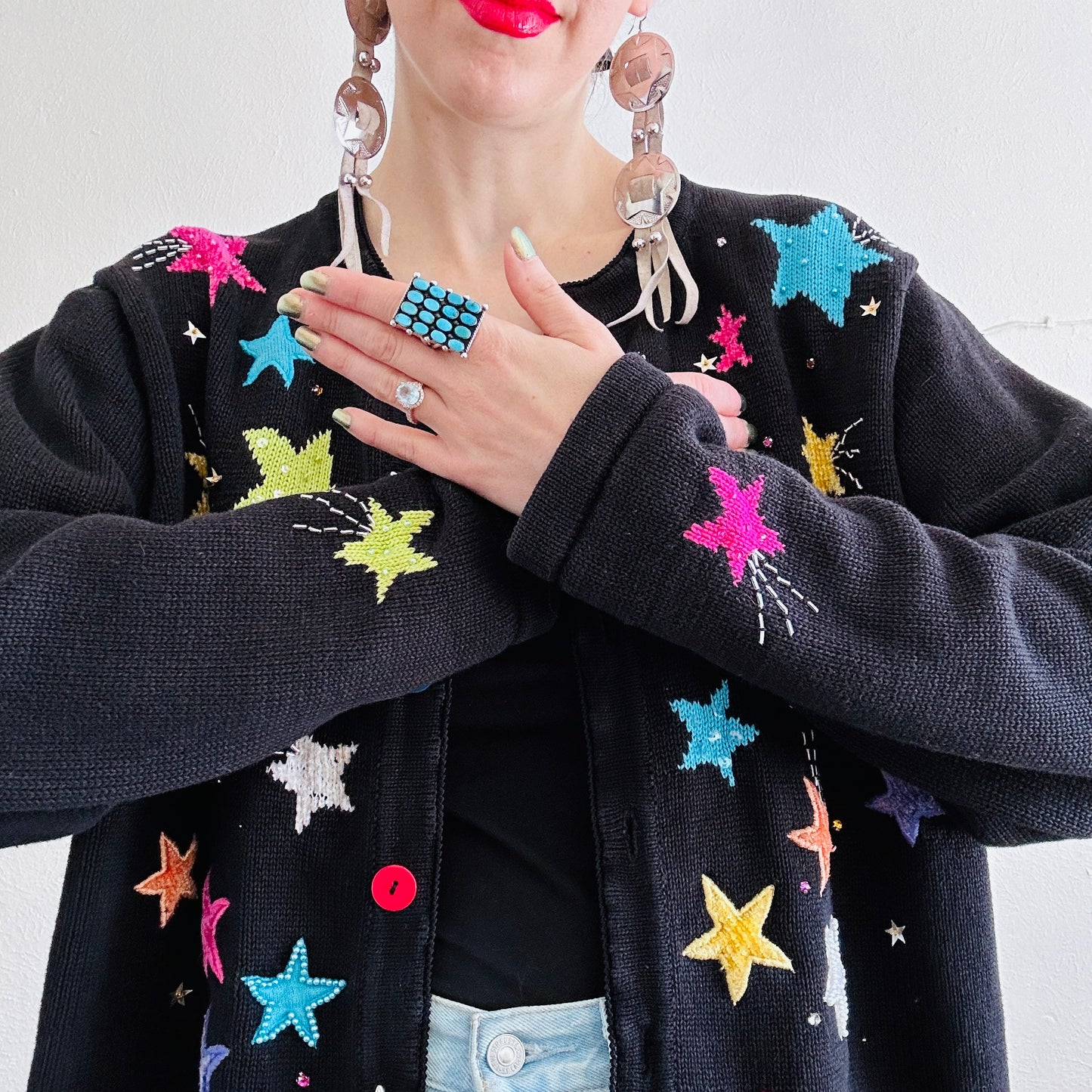 80'S VINTAGE STAR SWEATER // SIZE XLARGE