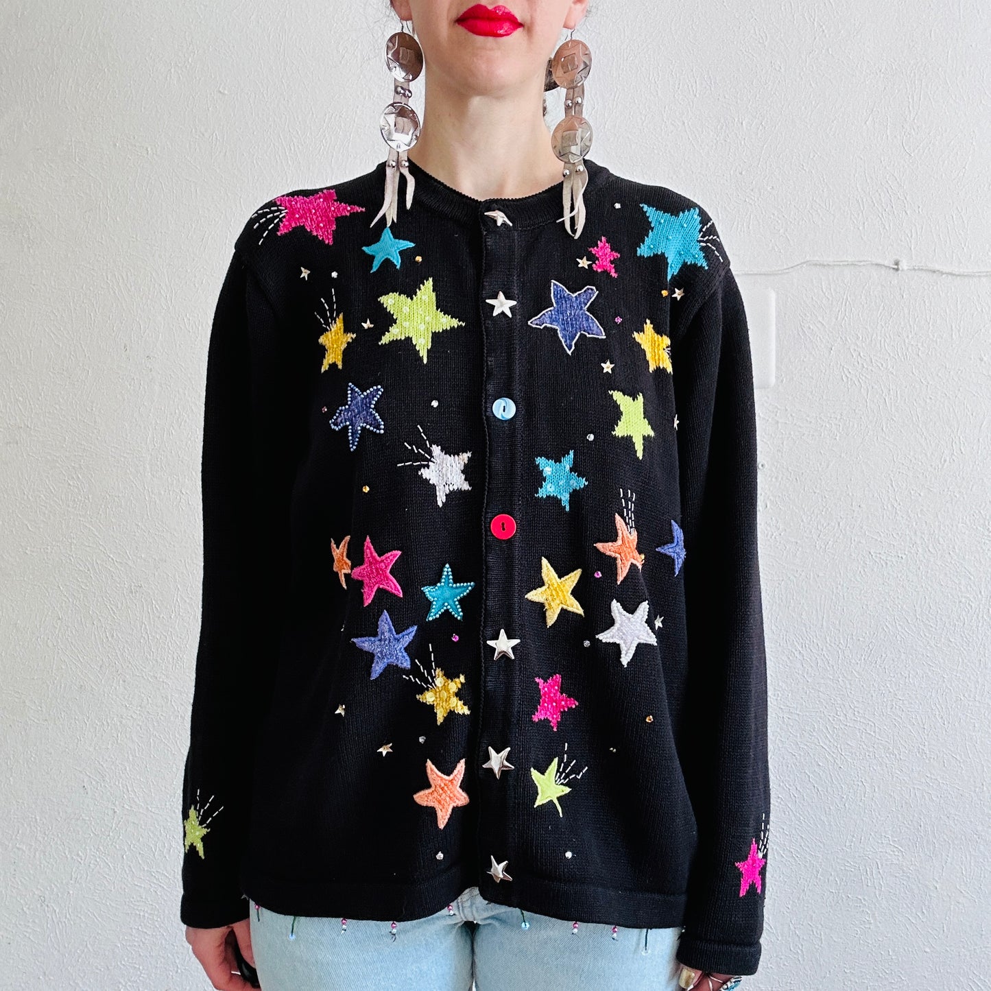80'S VINTAGE STAR SWEATER // SIZE XLARGE