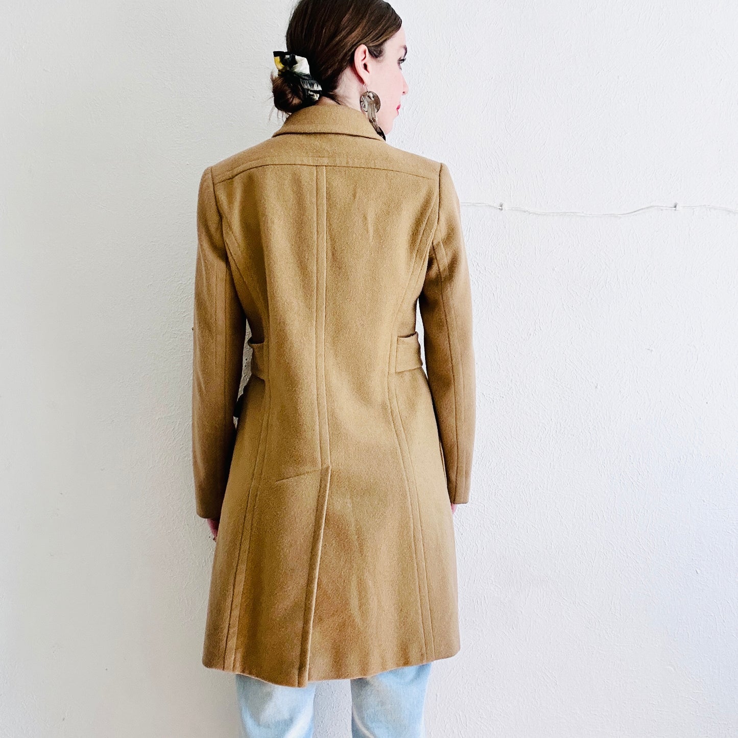90'S VINTAGE WOOL TRENCH COAT JACKET // SIZE MEDIUM