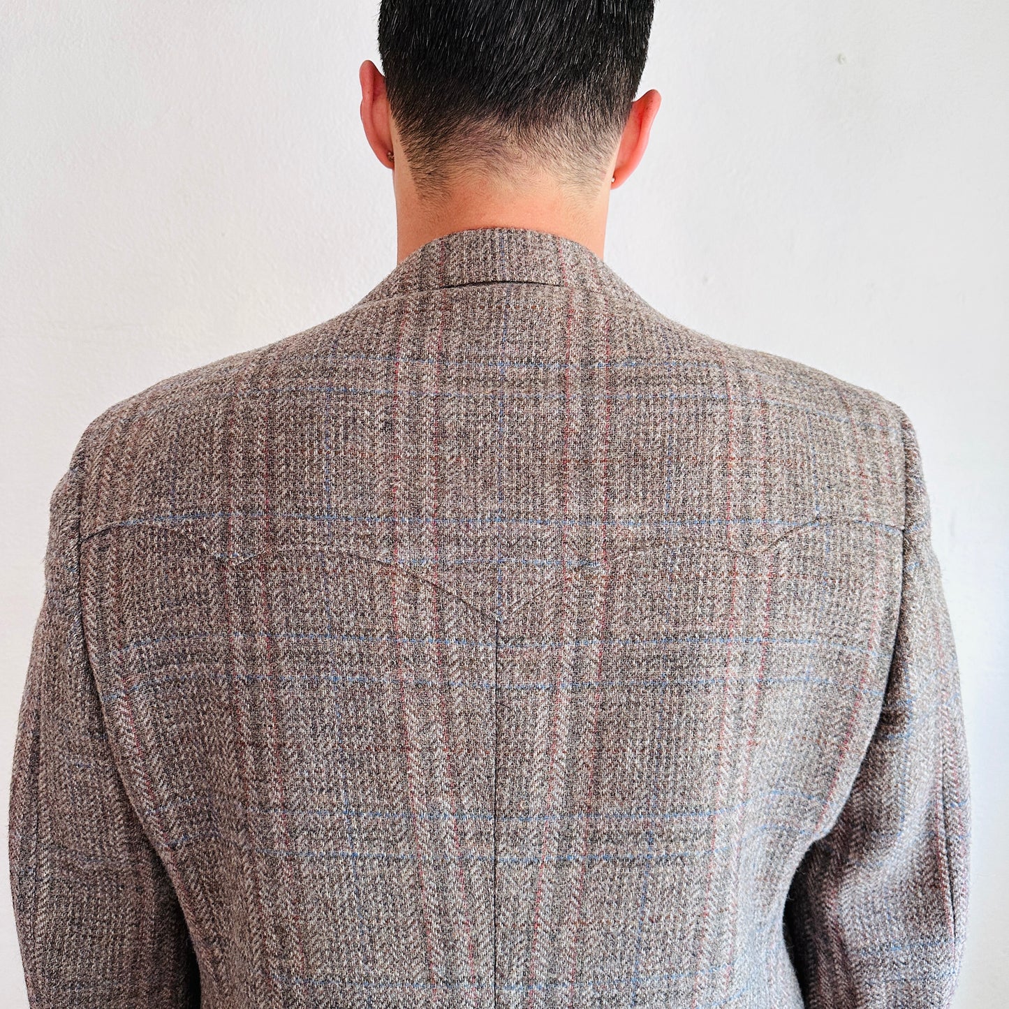 80’S VINTAGE GRAY TEXTURED WOOL WESTERN BLAZER // SIZE 46R