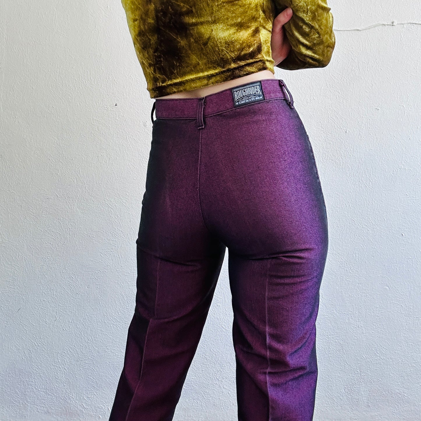 90'S VINTAGE ROUGHRIDER METALLIC JEANS // WAIST SIZE 26