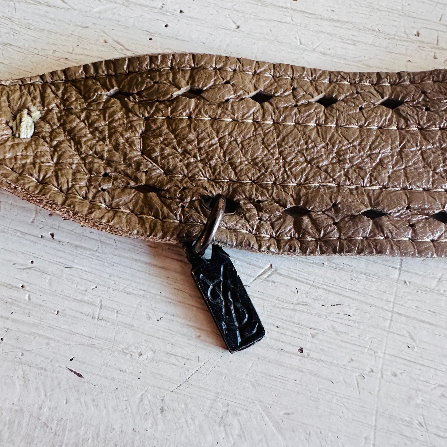 90'S VINTAGE YVES SAINT LAURENT FRINGE LEATHER BELT // SIZE SMALL