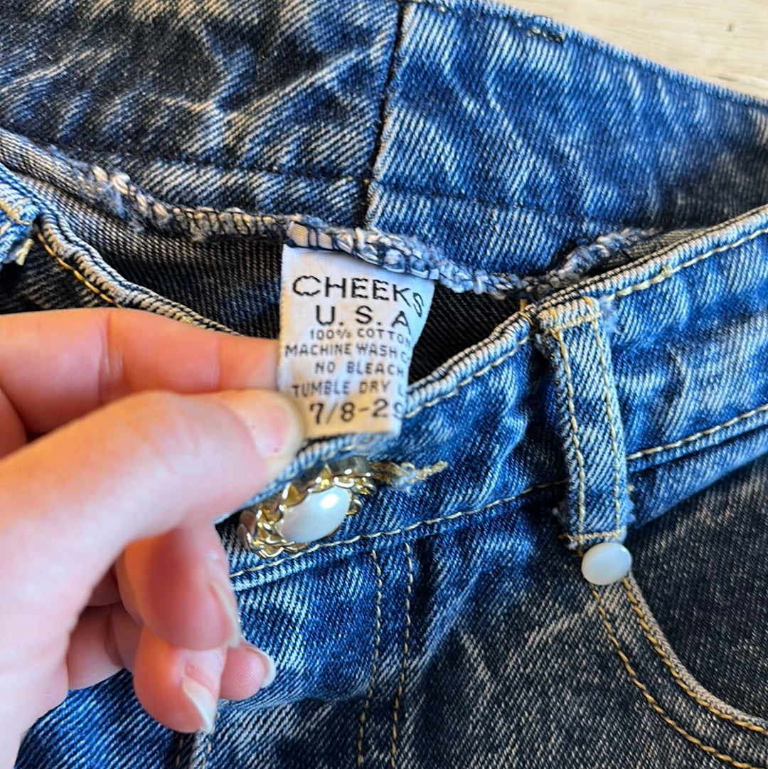 80'S VINTAGE EMBELLISHED ACID WASH JEANS // WAIST SIZE 26