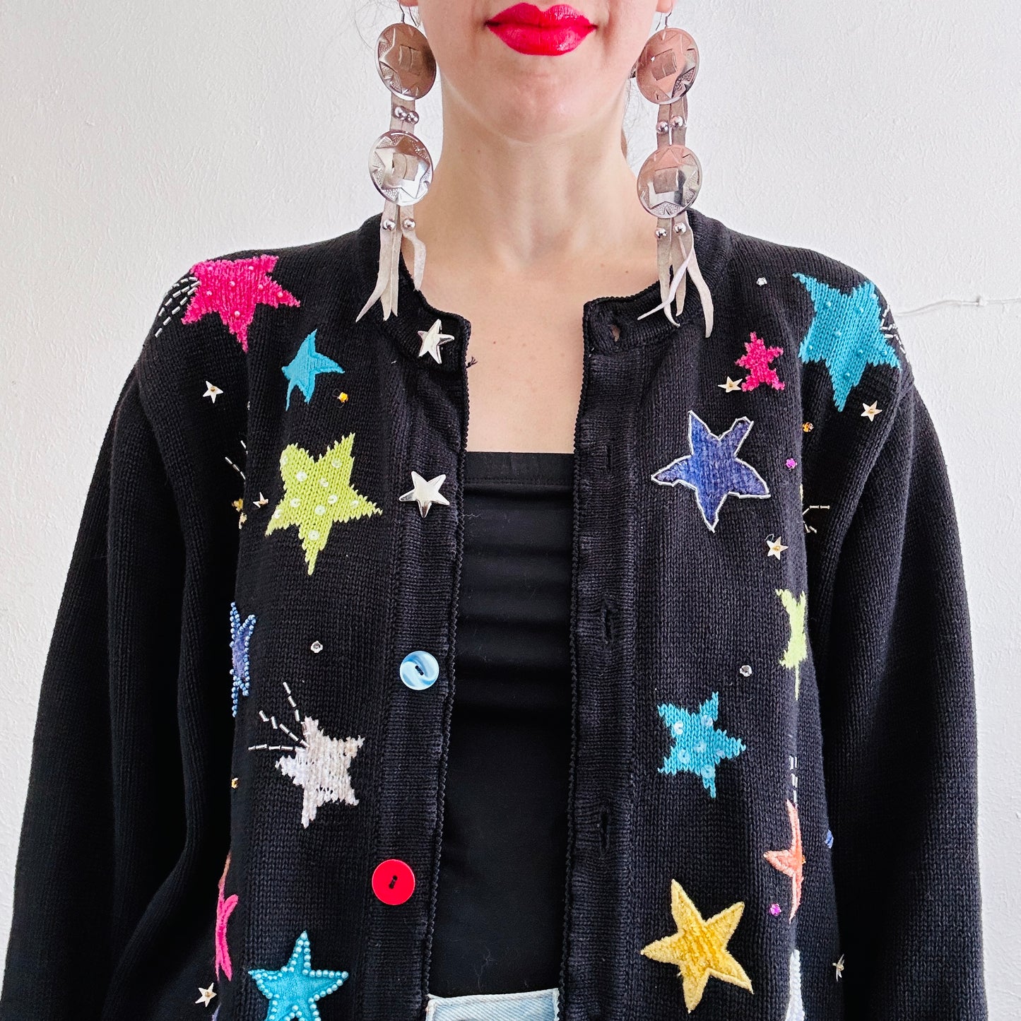 80'S VINTAGE STAR SWEATER // SIZE XLARGE