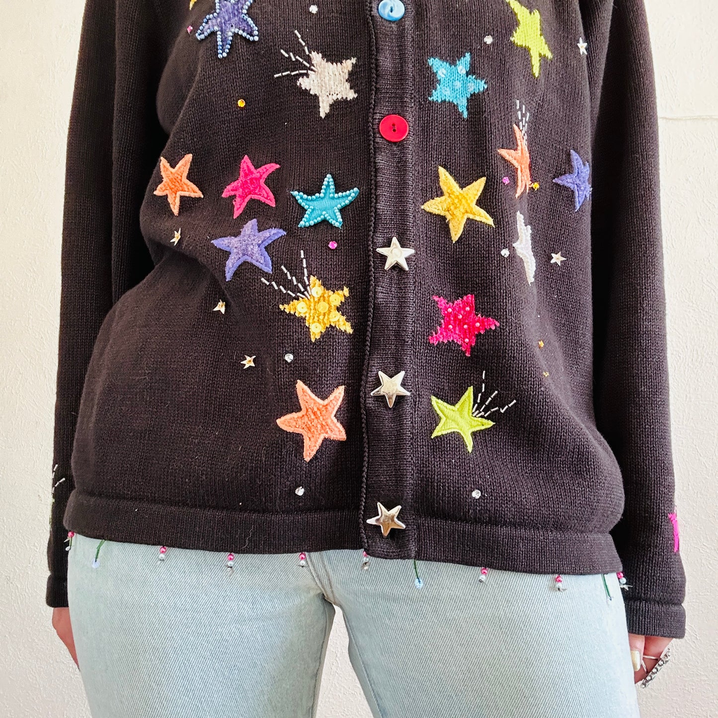 80'S VINTAGE STAR SWEATER // SIZE XLARGE