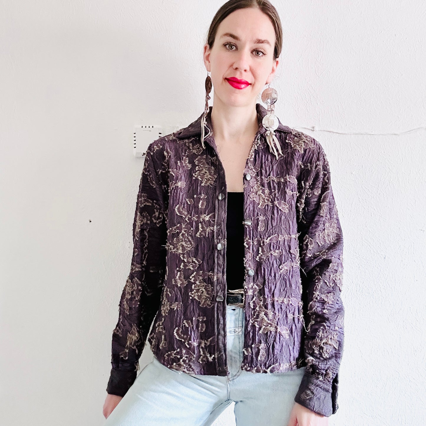 SDCV ORIGINAL BROCADE LONG SLEEVE BLOUSE // SIZE SMALL