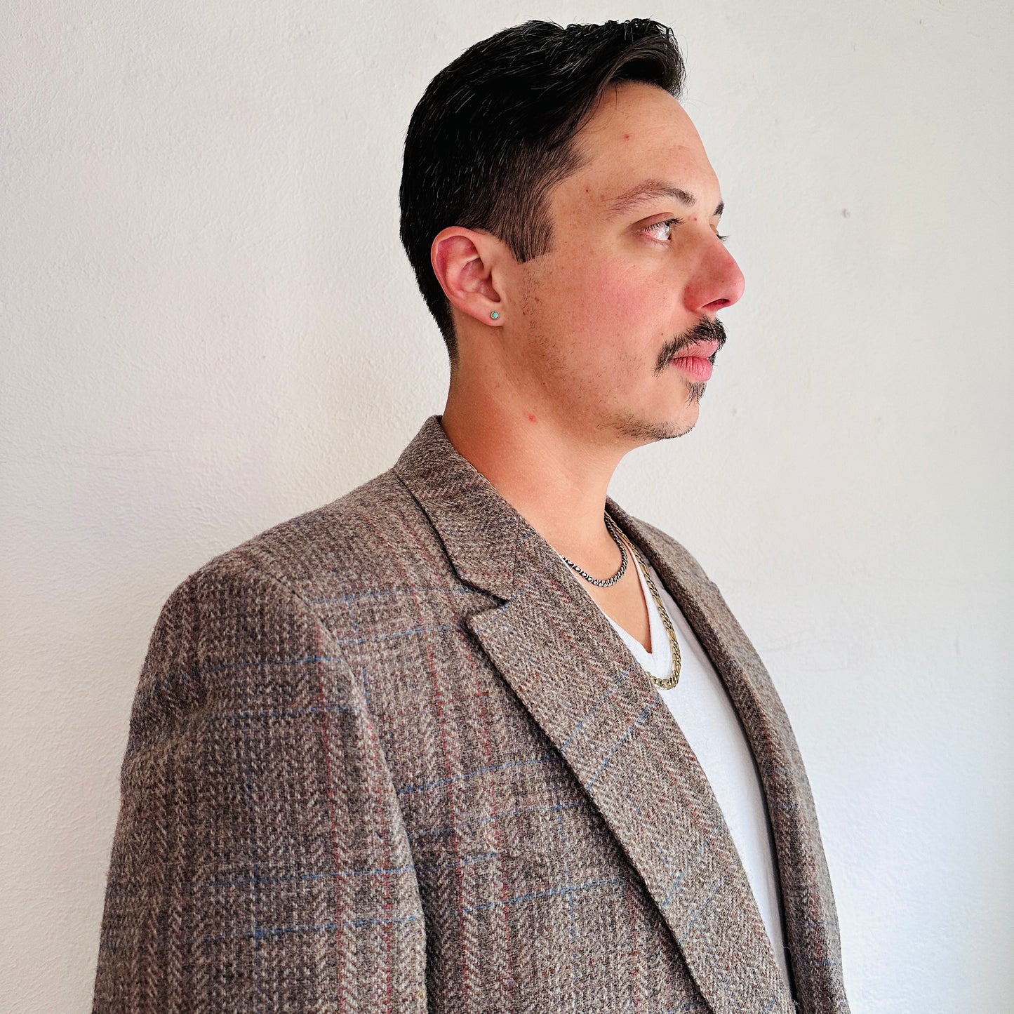 80’S VINTAGE GRAY TEXTURED WOOL WESTERN BLAZER // SIZE 46R