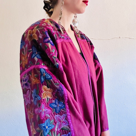 80'S VINTAGE MEXICAN FLORAL JACKET // SIZE LARGE