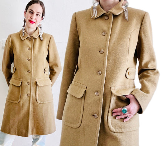 90'S VINTAGE WOOL TRENCH COAT JACKET // SIZE MEDIUM