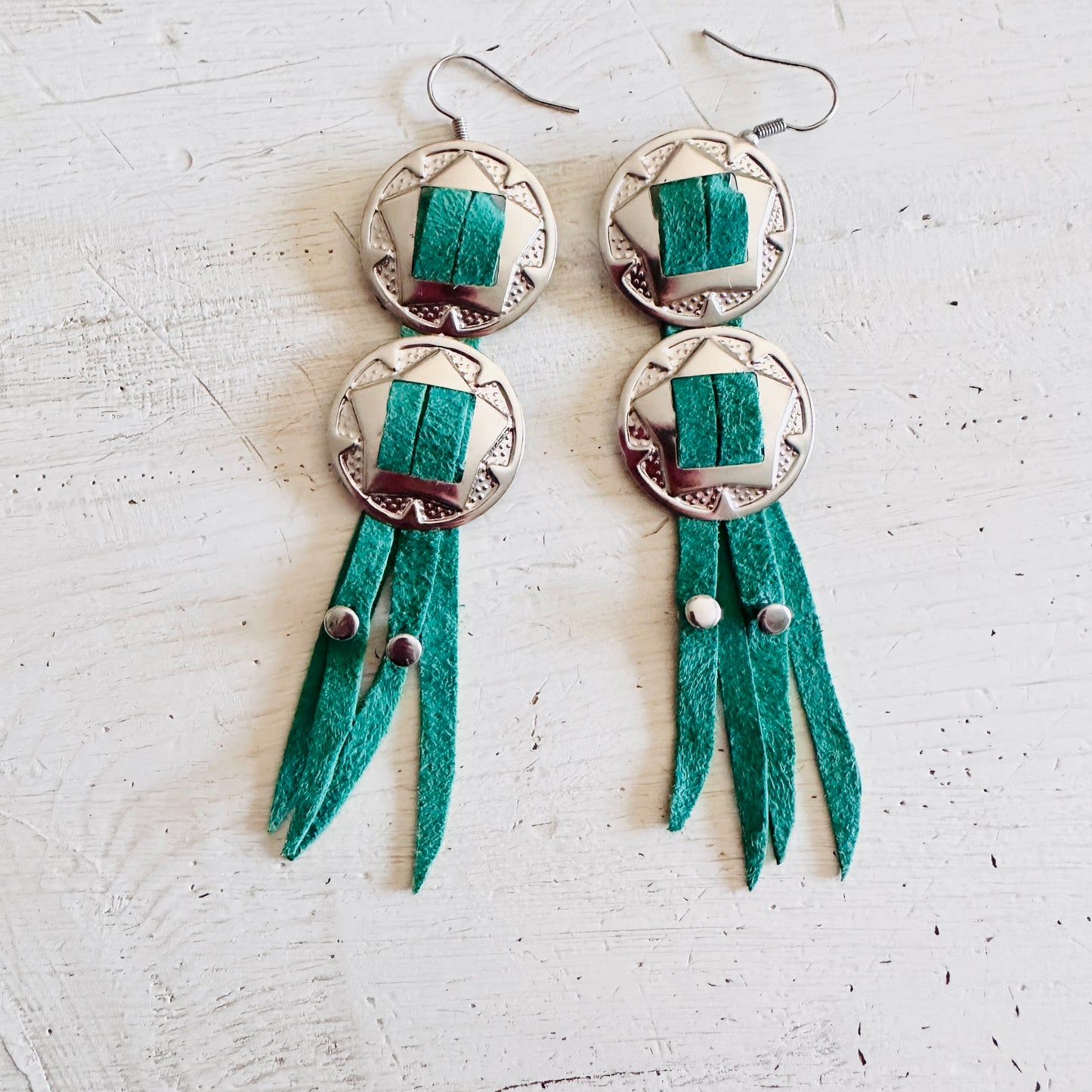SDCV ORIGINAL HANDCRAFTED MINI CONCHO EARRINGS // TURQUOISE