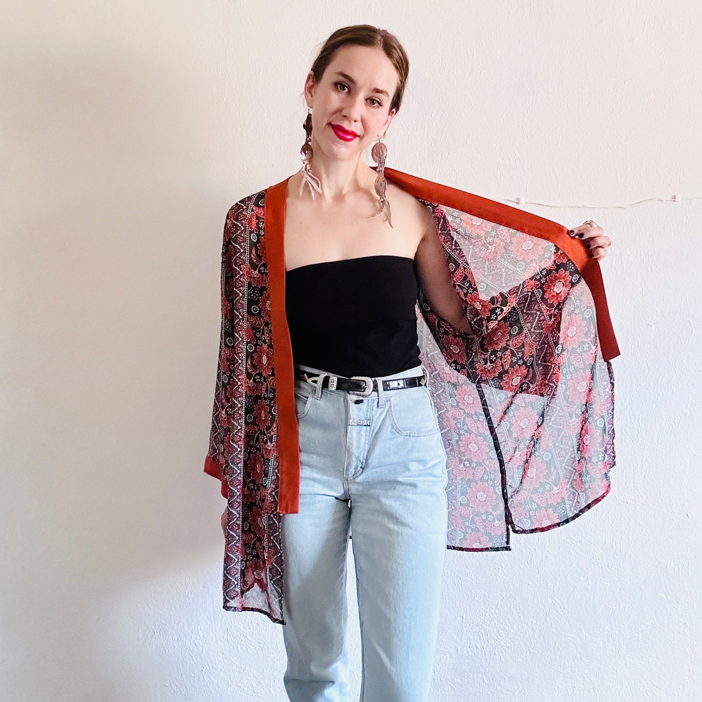 CHIFFON KIMONO INSPIRED ROBE JACKET // MEDIUM