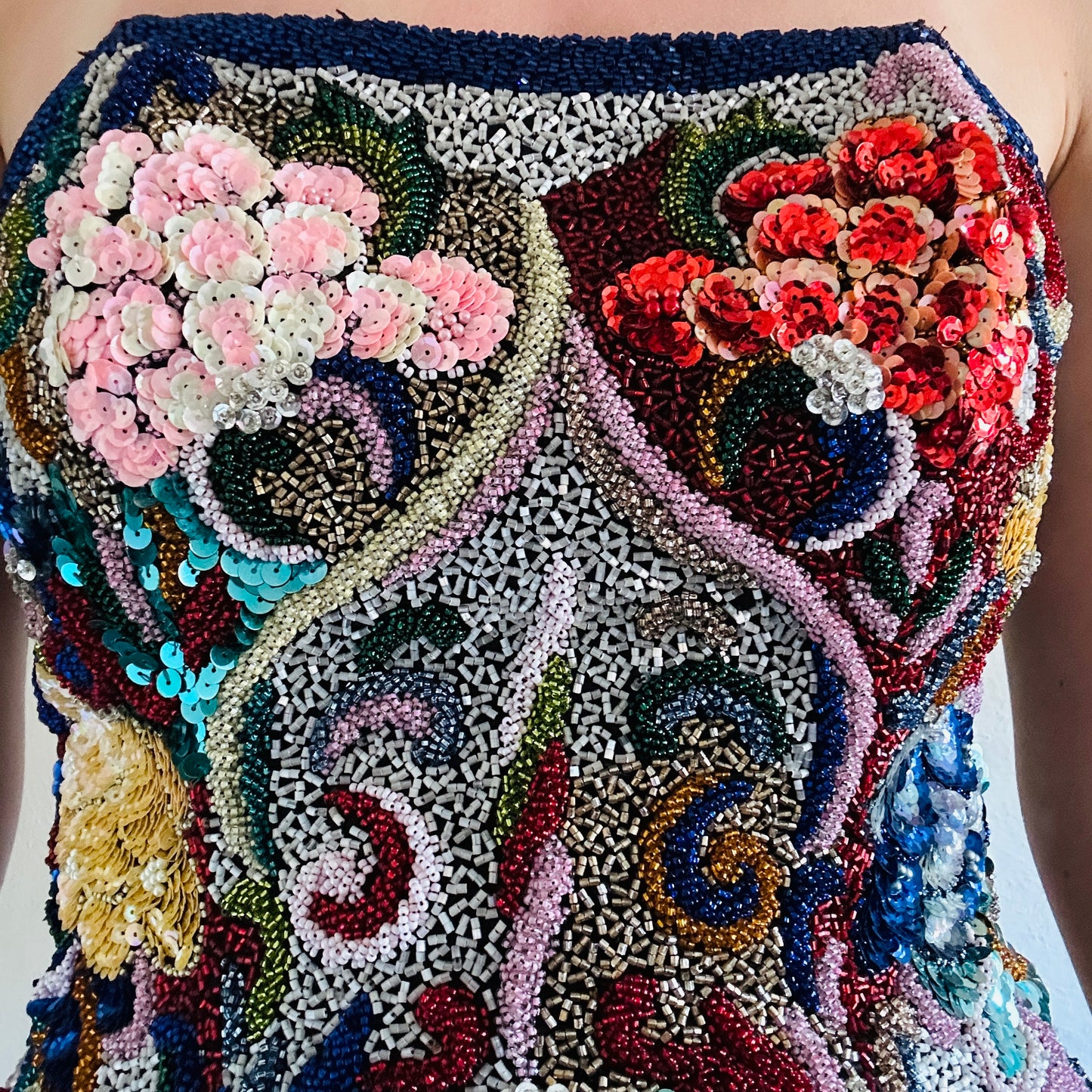 80S VINTAGE BEADED BUSTIER TOP // SIZE MEDIUM