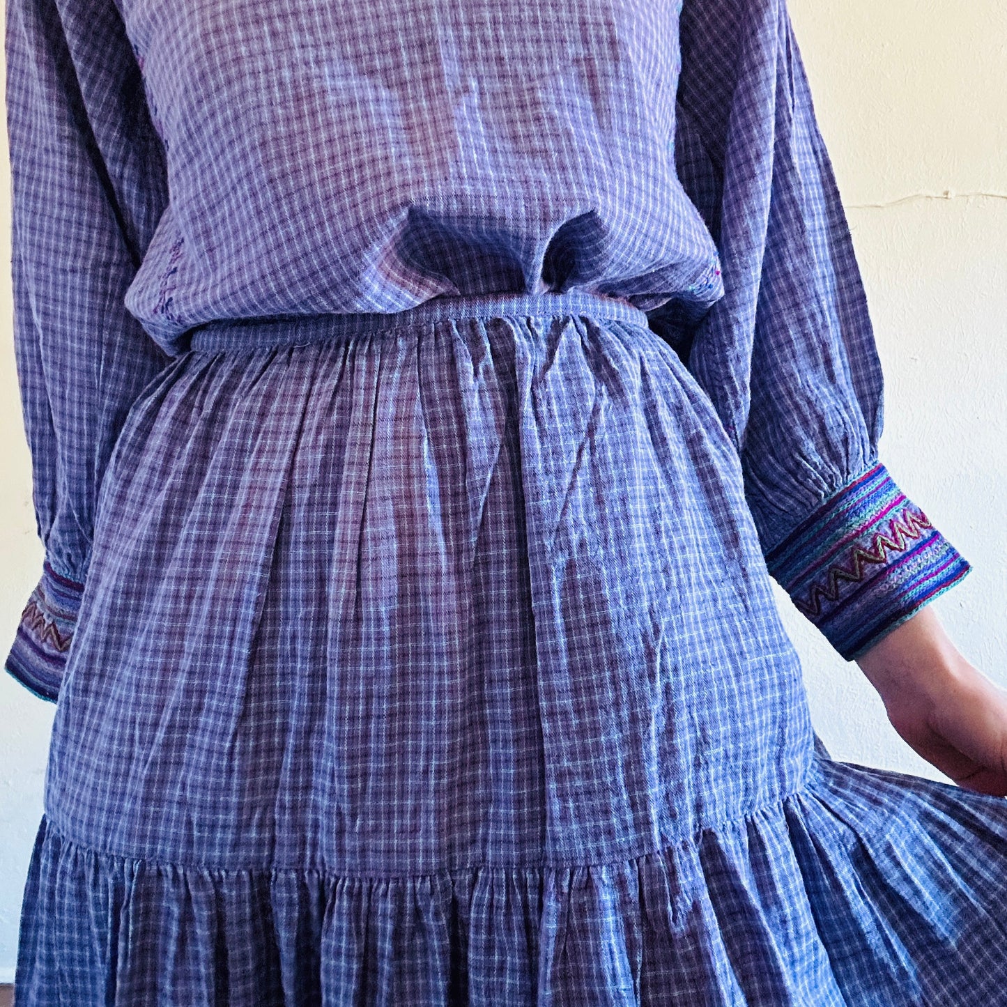80'S VINTAGE EMBROIDERED PRAIRIE SKIRT SET // SIZE SMALL