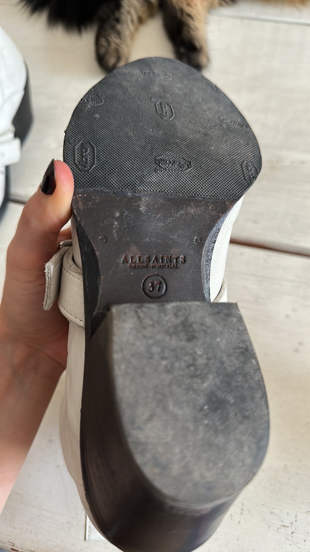 ALL SAINTS KATY WHITE LEATHER BOOTS // SIZE 6.5