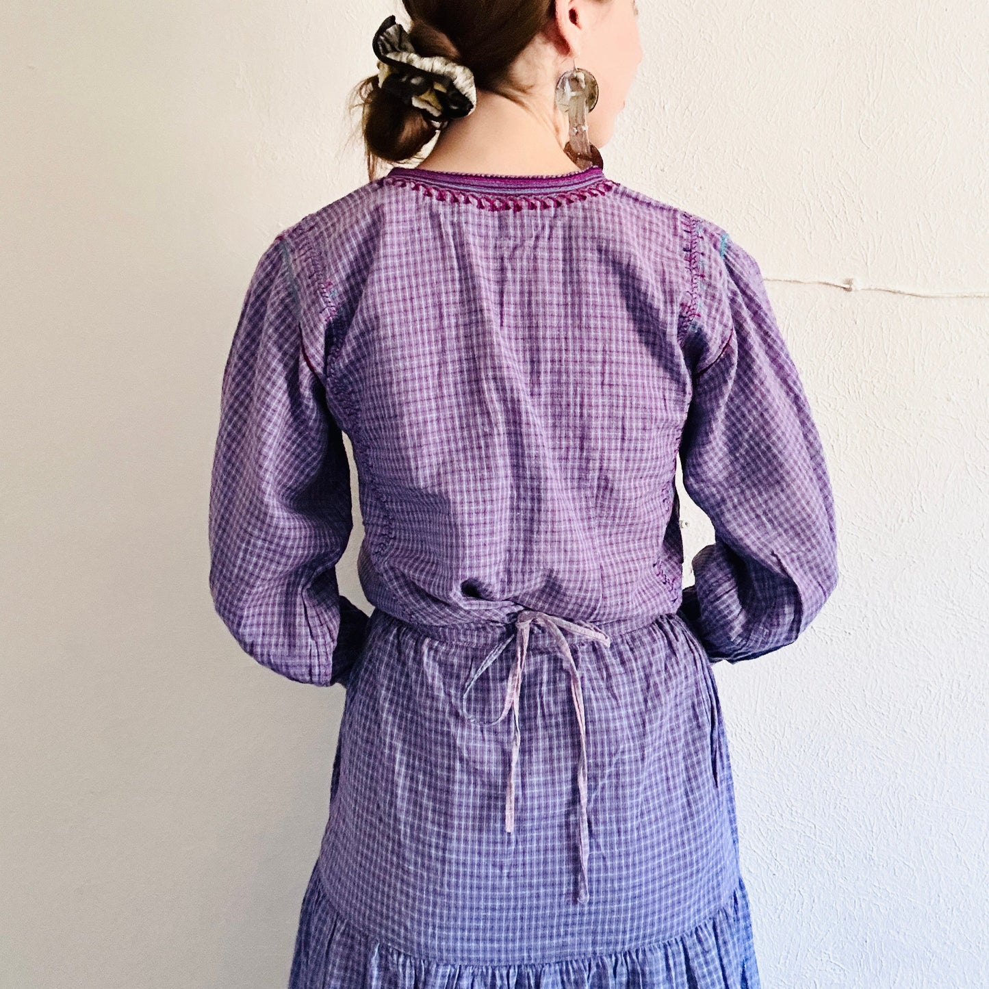 80'S VINTAGE EMBROIDERED PRAIRIE SKIRT SET // SIZE SMALL