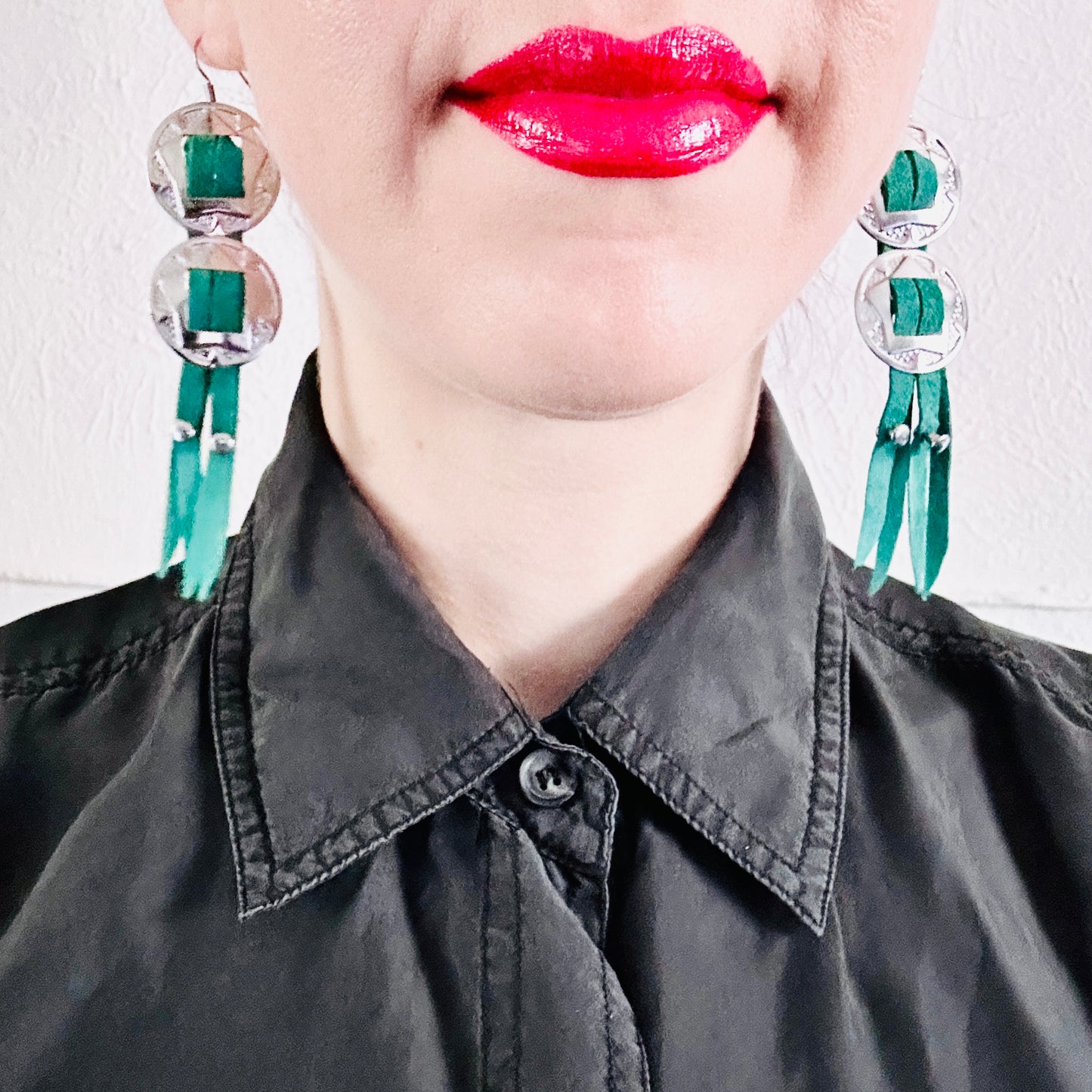 SDCV ORIGINAL HANDCRAFTED MINI CONCHO EARRINGS // TURQUOISE