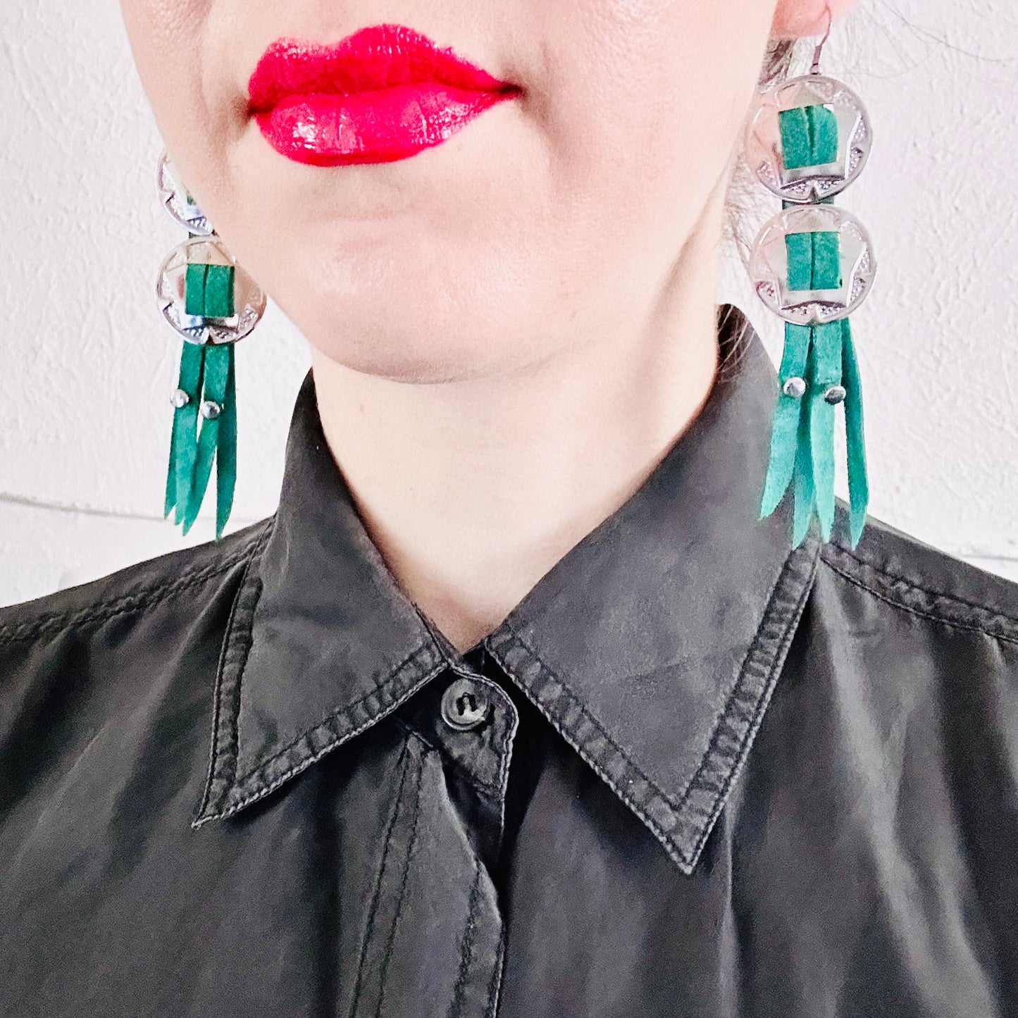 SDCV ORIGINAL HANDCRAFTED MINI CONCHO EARRINGS // TURQUOISE