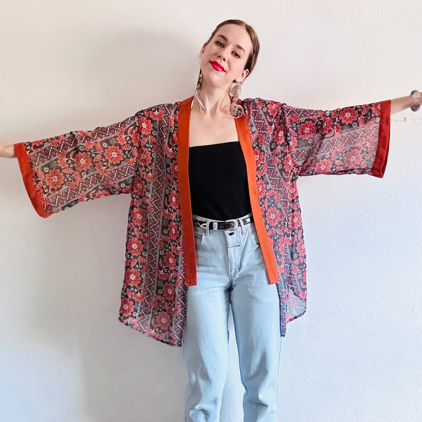 CHIFFON KIMONO INSPIRED ROBE JACKET // MEDIUM