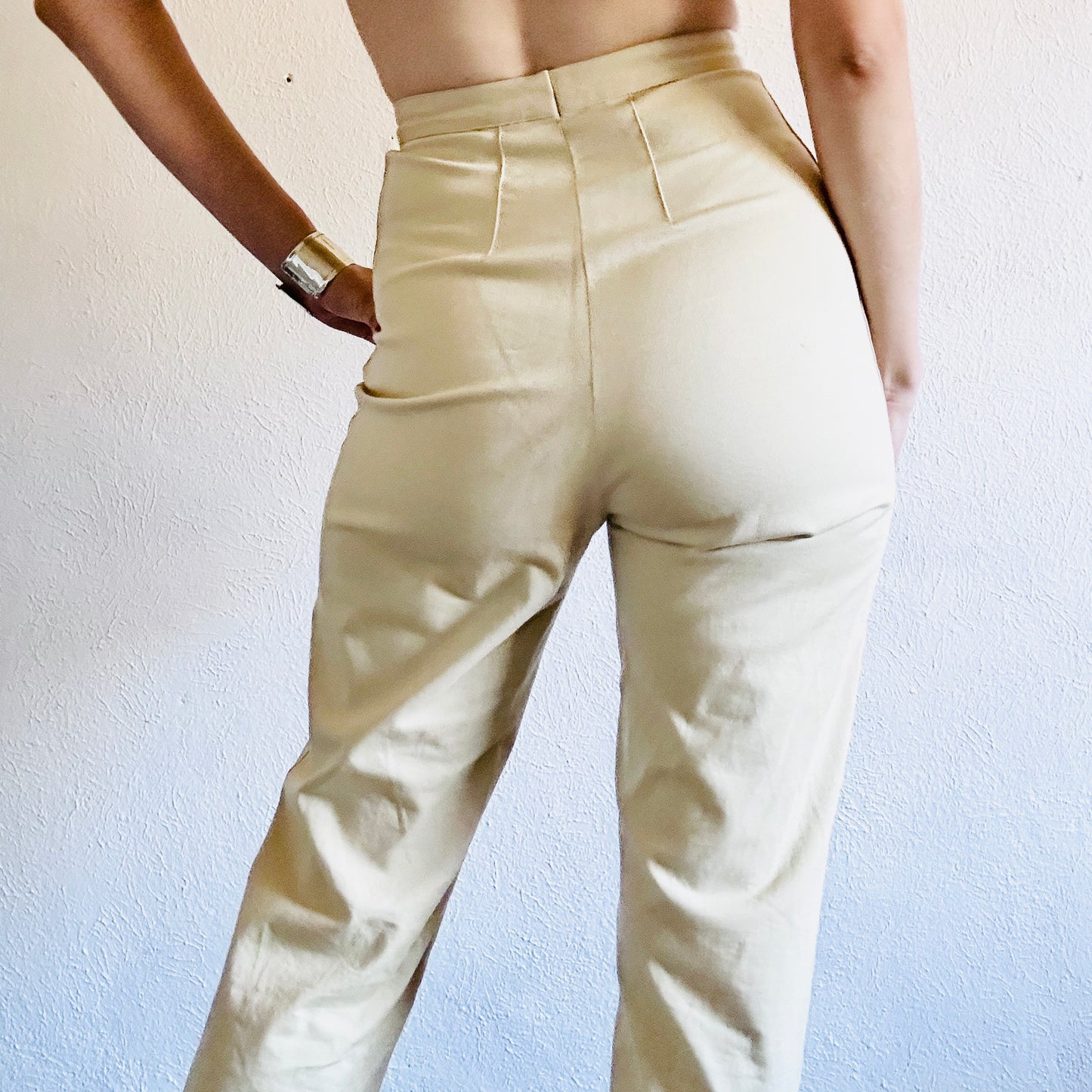 90’S VINTAGE TAN COTTON PANTS // WAIST SIZE 25