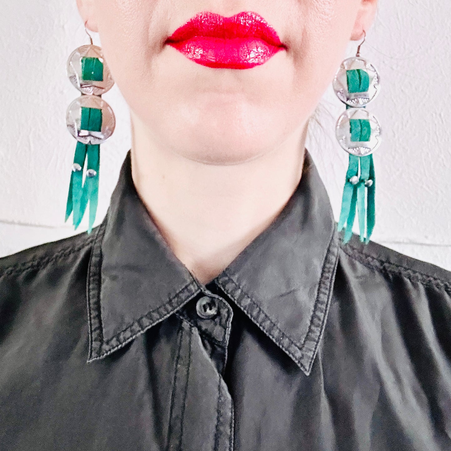 SDCV ORIGINAL HANDCRAFTED MINI CONCHO EARRINGS // TURQUOISE