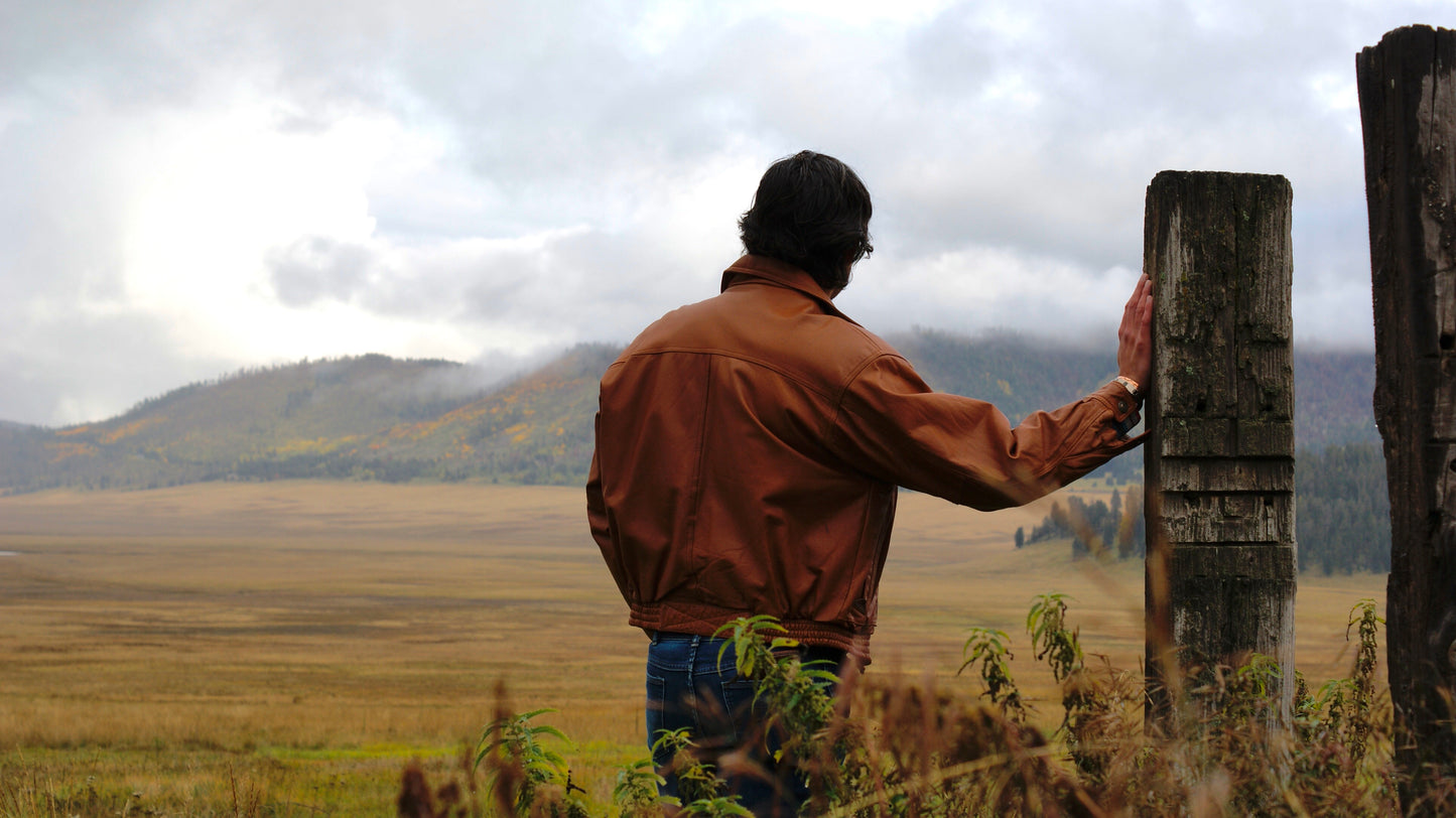 80’S VINTAGE LEATHER WESTERN BOMBER JACKET // SIZE MEDIUM