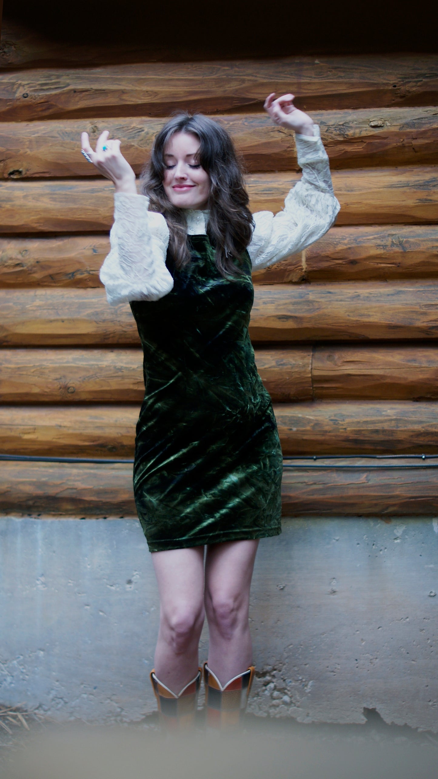 90'S VINTAGE HANDDYED VELOUR MINI DRESS // SIZE SMALL