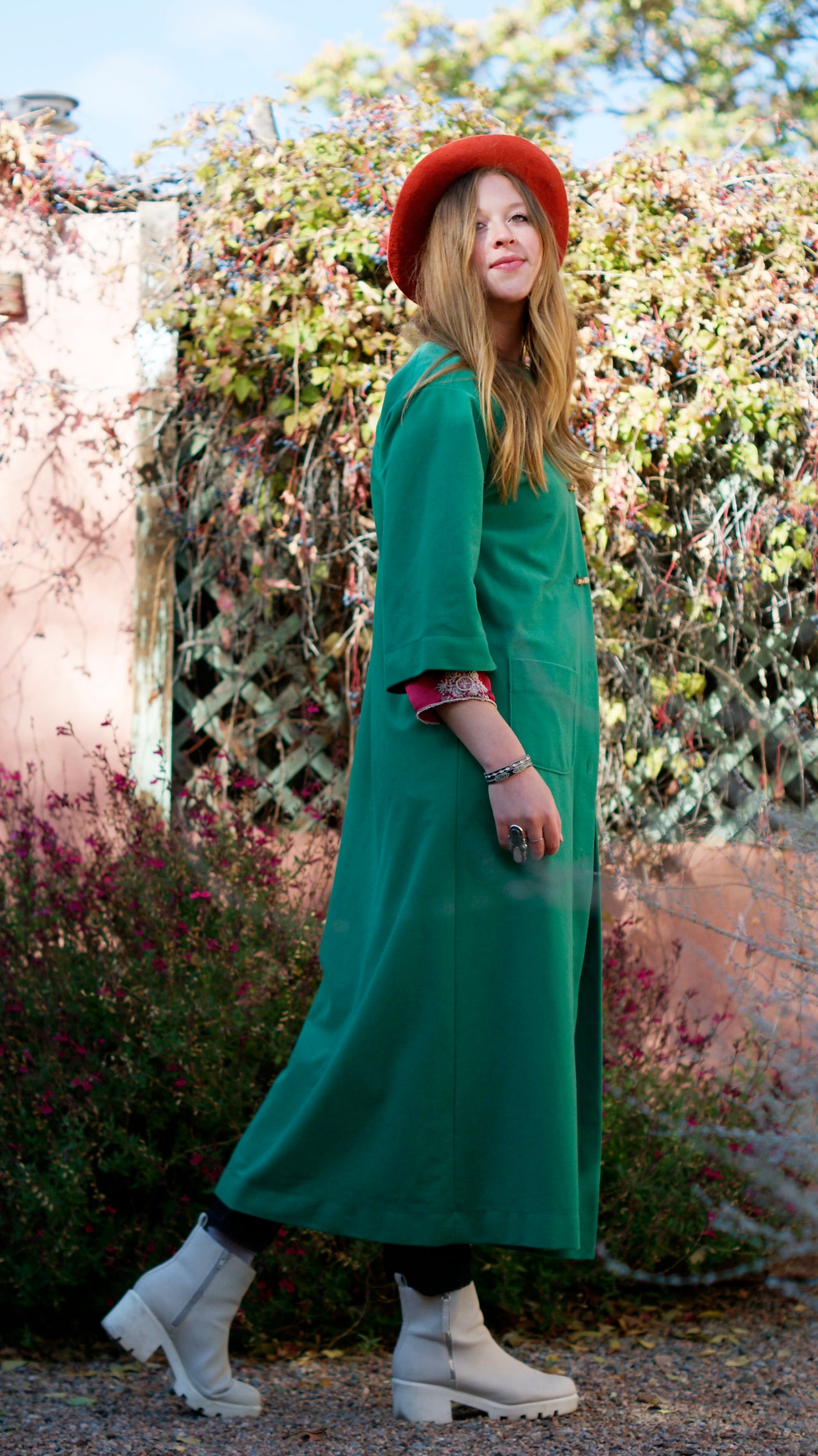 60'S VINTAGE GREEN DUSTER JACKET // SIZE MEDIUM