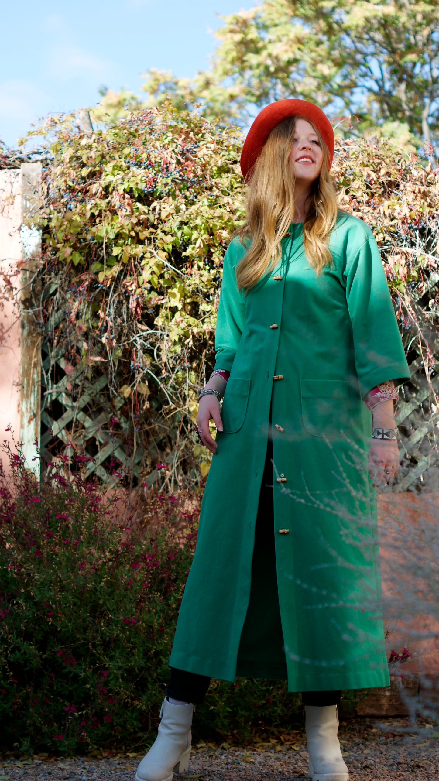 60'S VINTAGE GREEN DUSTER JACKET // SIZE MEDIUM