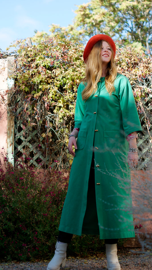 60'S VINTAGE GREEN DUSTER JACKET // SIZE MEDIUM