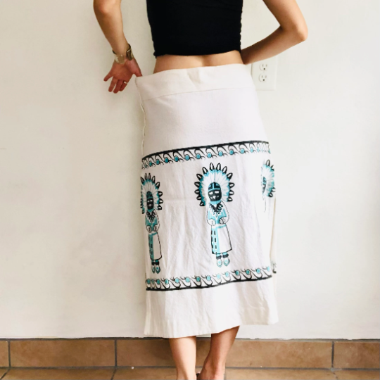 VINTAGE HOPI KACHINA MIDI SKIRT // SIZE MEDIUM