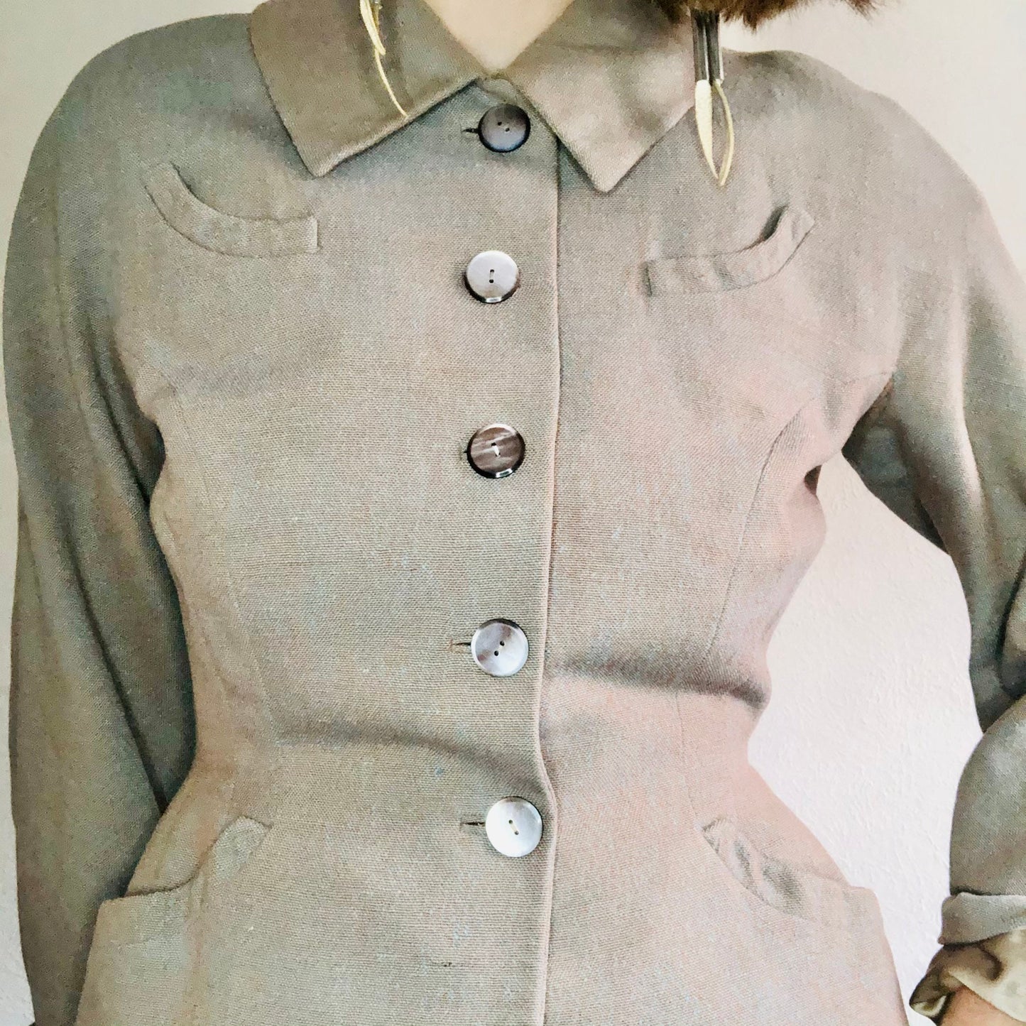 50'S VINTAGE IRIDESCENT WOOL & SILK JACKET // SIZE SMALL