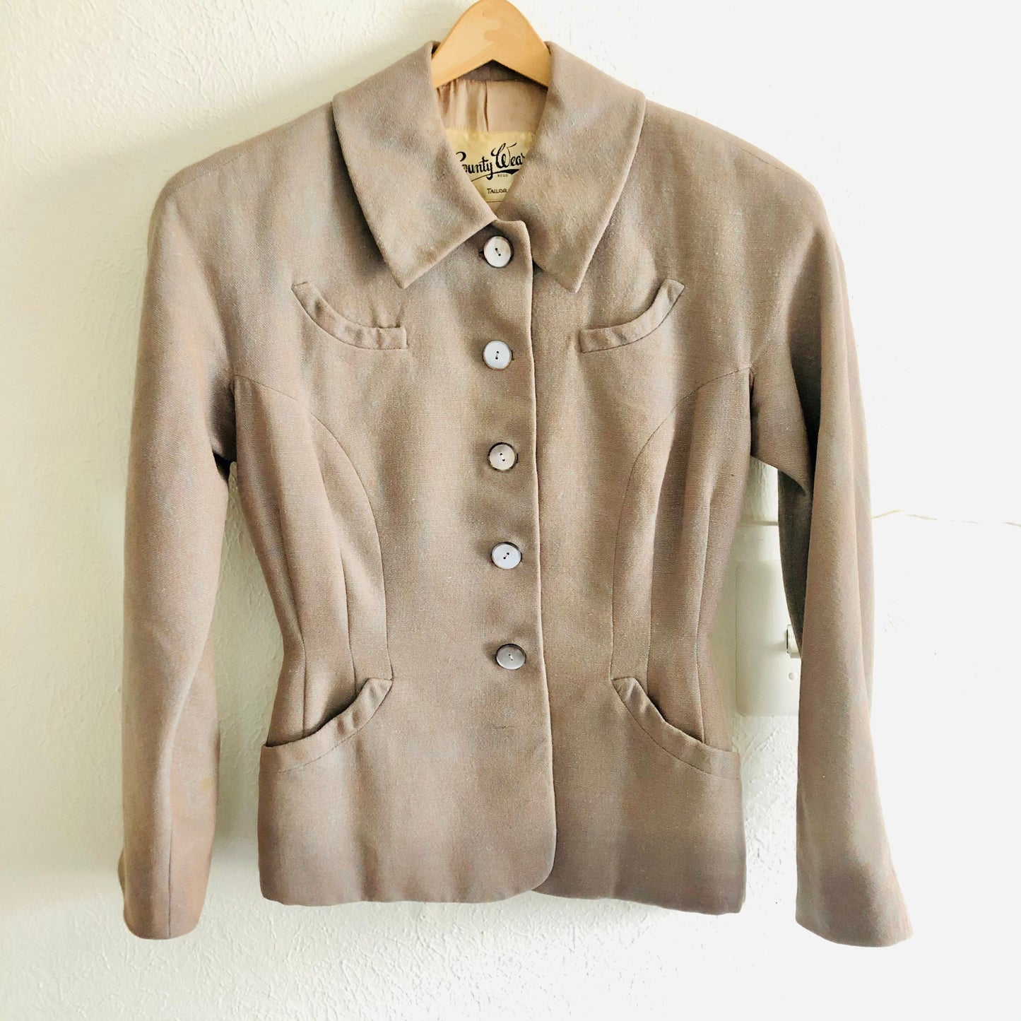 50'S VINTAGE IRIDESCENT WOOL & SILK JACKET // SIZE SMALL