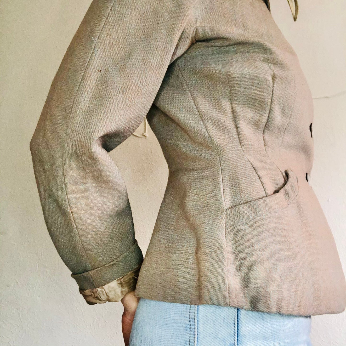 50'S VINTAGE IRIDESCENT WOOL & SILK JACKET // SIZE SMALL
