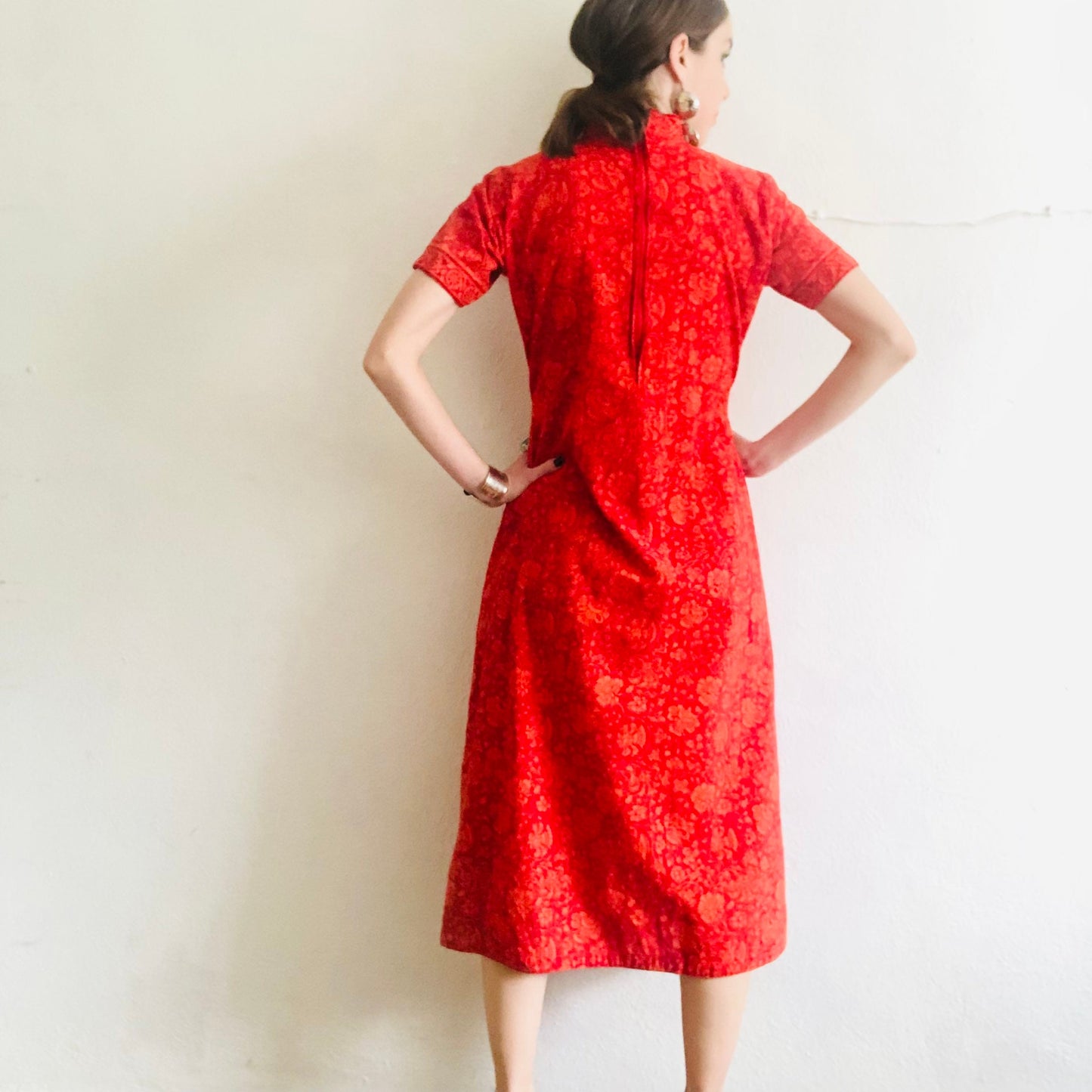 90'S VINTAGE INDIAN HANDBLOCK PRINTED DRESS // SIZE SMALL