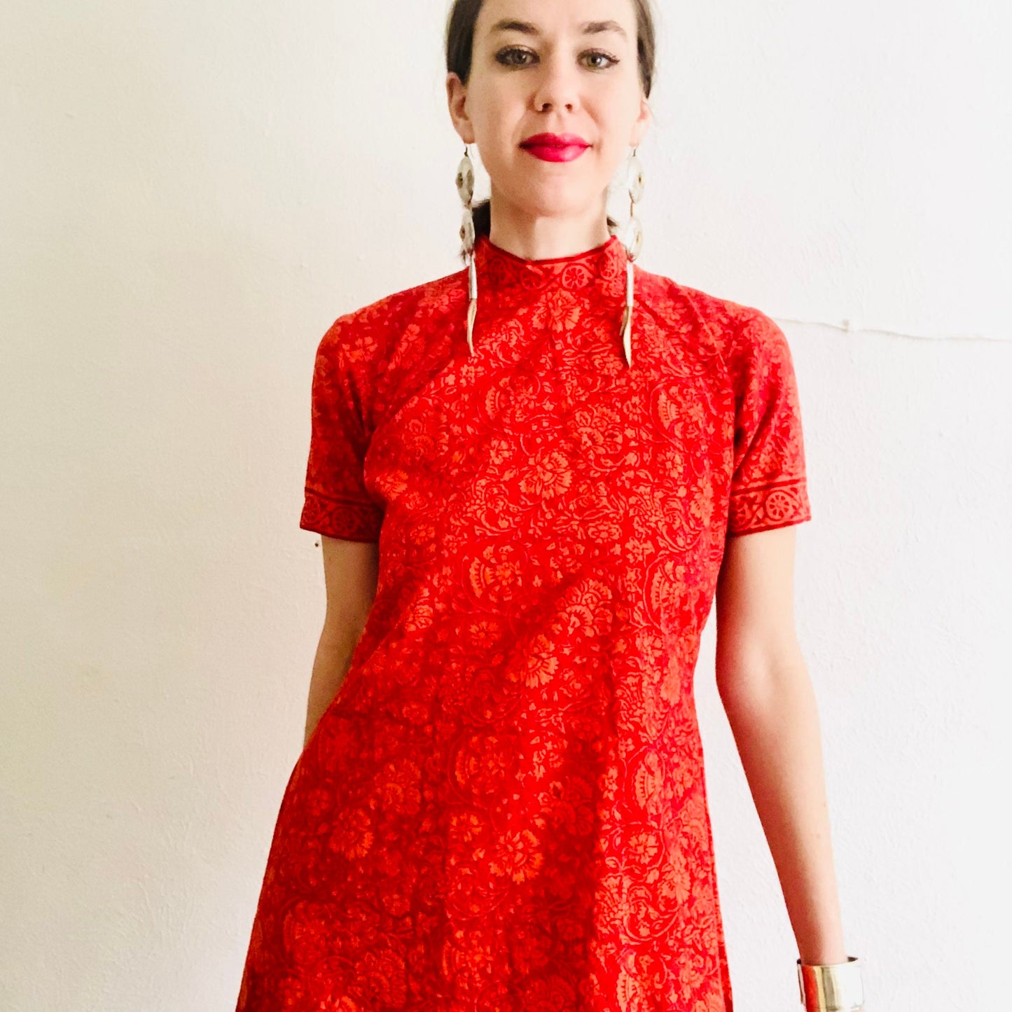 90'S VINTAGE INDIAN HANDBLOCK PRINTED DRESS // SIZE SMALL