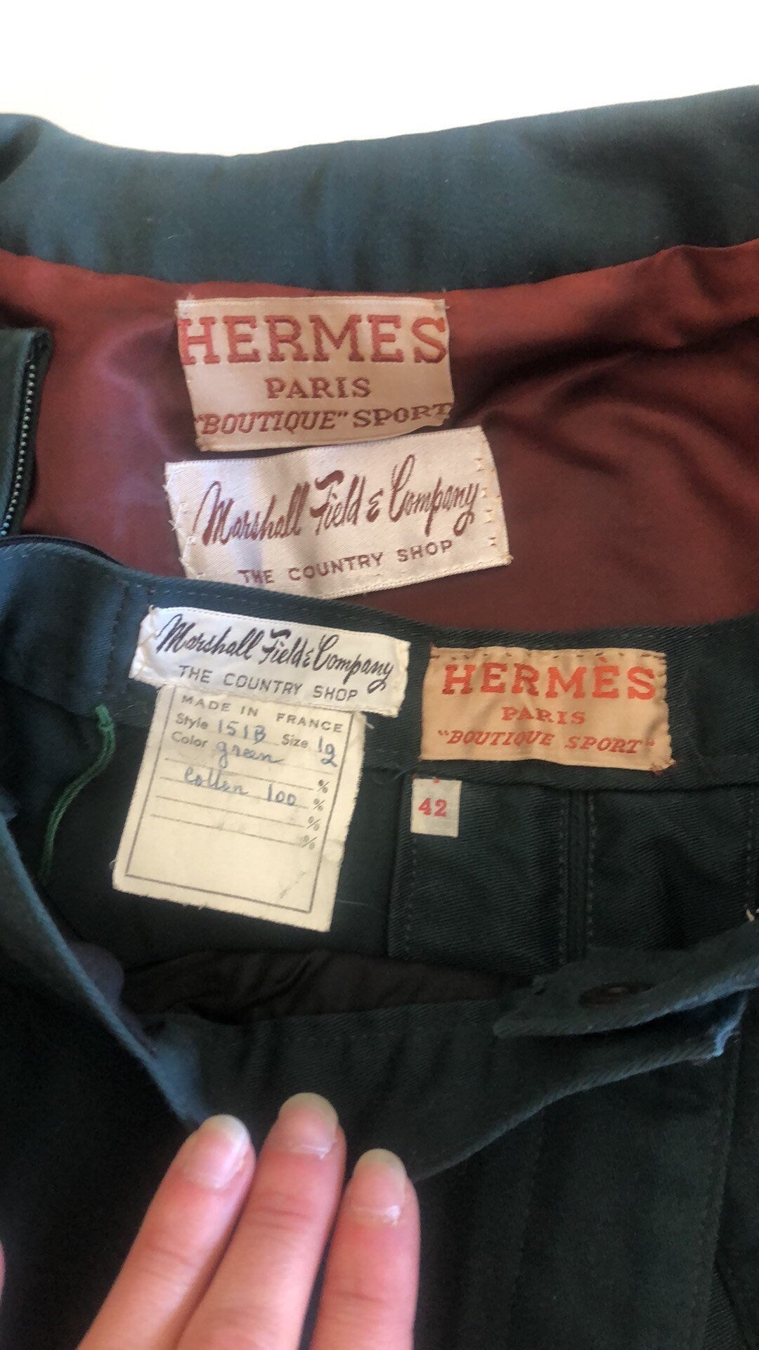 60'S VINTAGE HERMÈS COTTON & LEATHER RIDING SET // SIZE MEDIUM