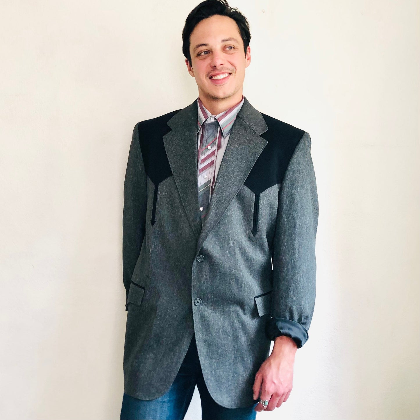 90'S VINTAGE COLOR BLOCK WESTERN BLAZER // SIZE 48L